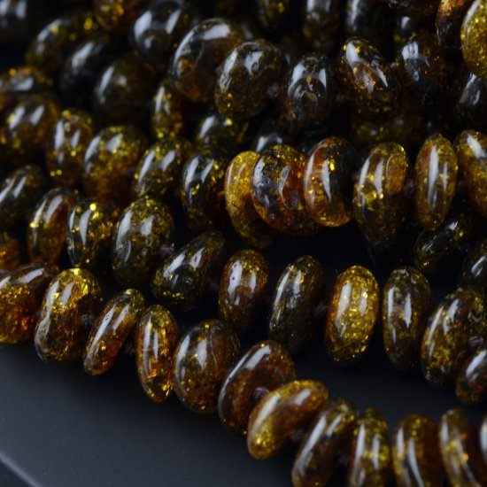 Amber necklace polished green beads for adults